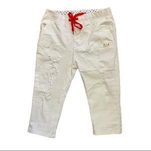 Knee Crop White Joggers